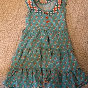 Girls' Teal Floral Tiered Dress